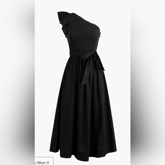 NWT J. Crew Factory One Shoulder Midi Dress Womens Black - Picture 3 of 8